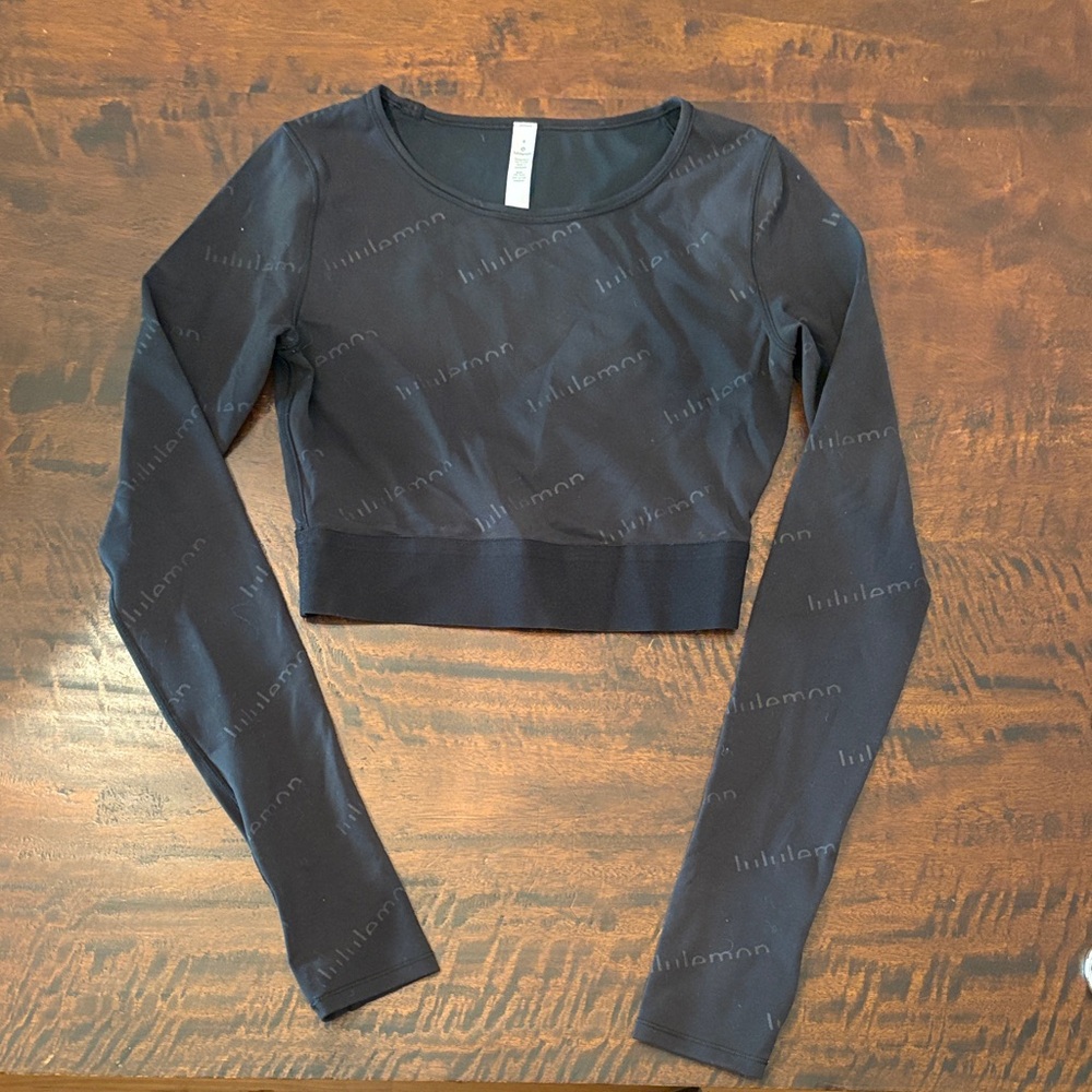 lululemon athletica Black Long-Sleeve Cropped Top with Scoop Neck